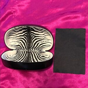 Roberto Cavalli Black and White Zebra Print Glasses Case